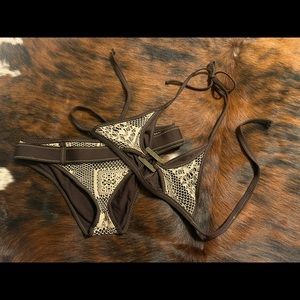 Becca Brown/Tan Crochet Swim Set - Medium Top & Bottom